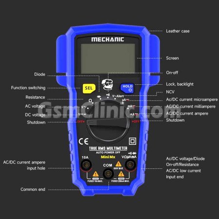 Mechanic Mini MX Intelligent Anti-burn NCV Function LED Digital Display Multimeter