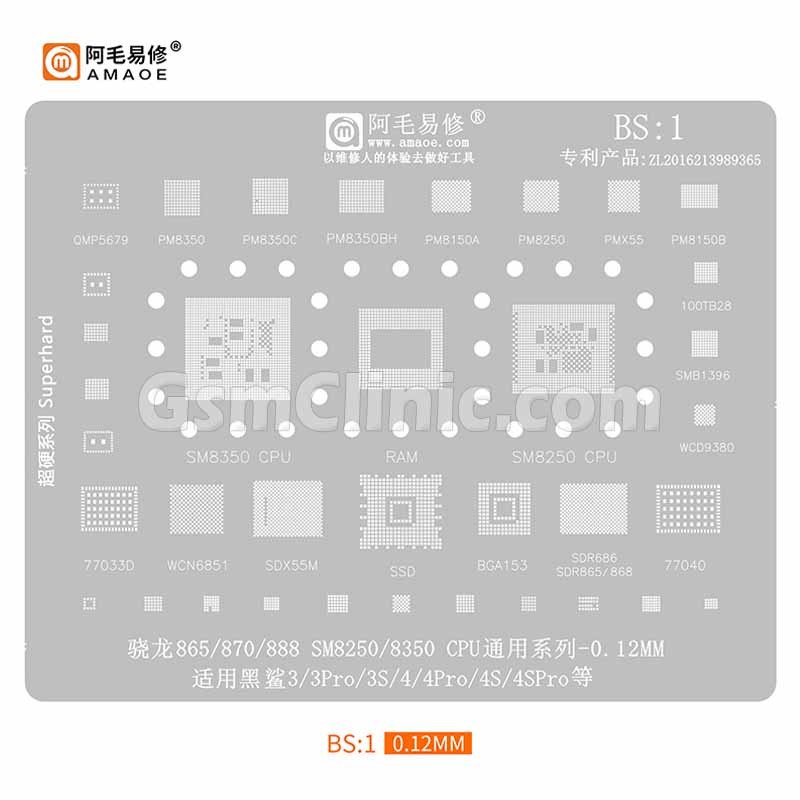 Amaoe BS1 Stencil for SM8250-SM8350 CPU (0.12MM)