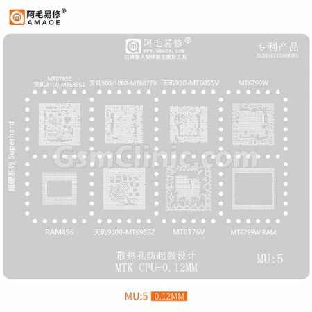 Amaoe MU5 MTK CPU Stencil (0.12MM)