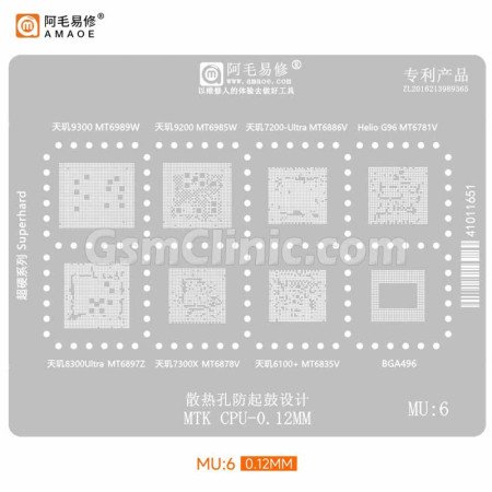 Amaoe MU6 MTK CPU Stencil (0.12MM)