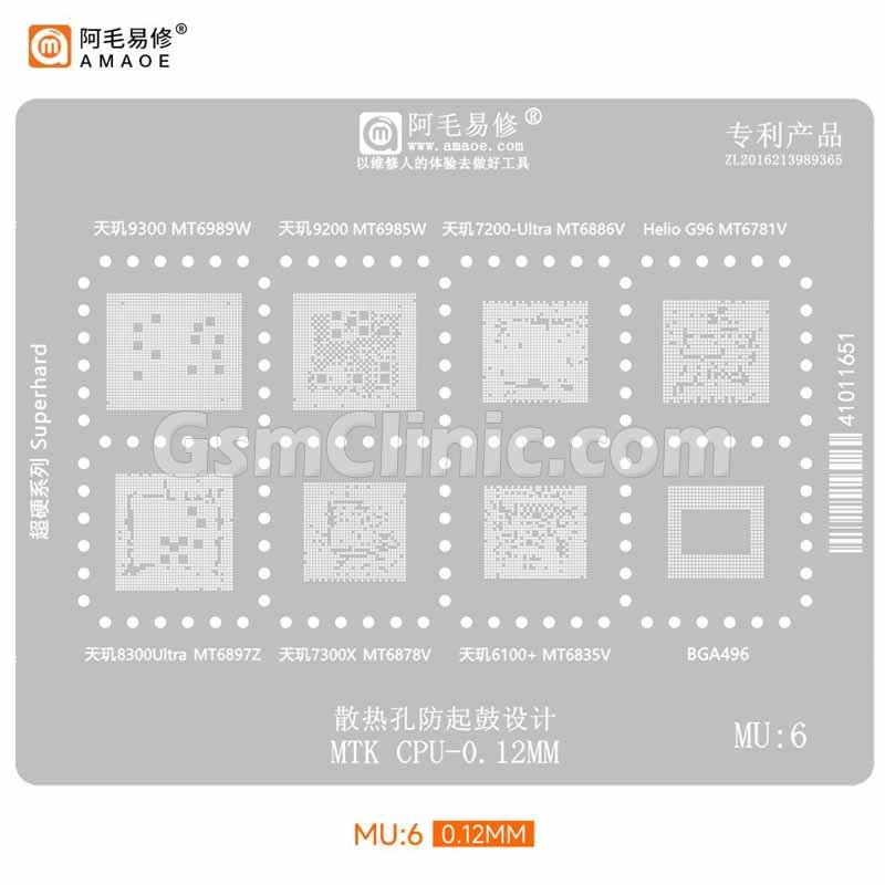 Amaoe MU6 MTK CPU Stencil (0.12MM)