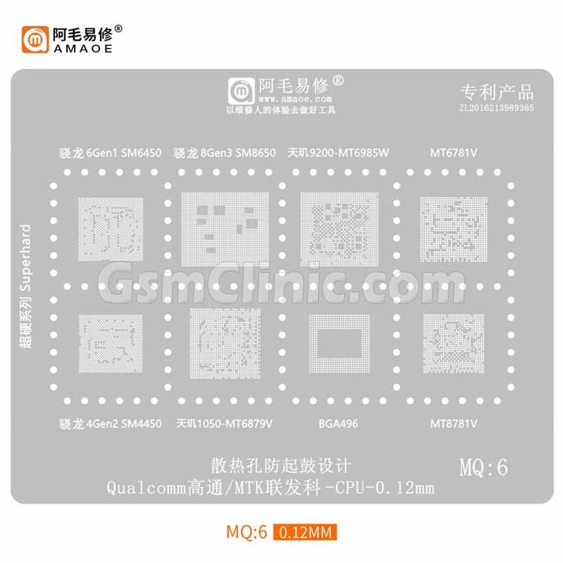 Amaoe MQ6 Qualcomm/MTK CPU Stencil (0.12MM)