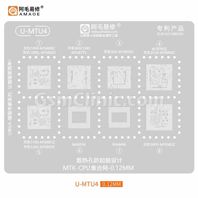 Amaoe U-MTU4 MTK CPU Stencil (0.12MM)