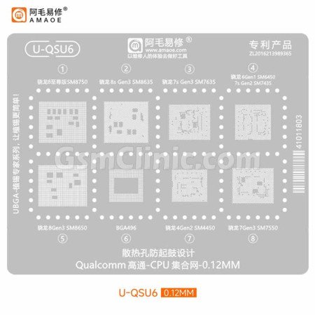 Amaoe U-QSU6 Qualcomm CPU Stencil (0.12MM)