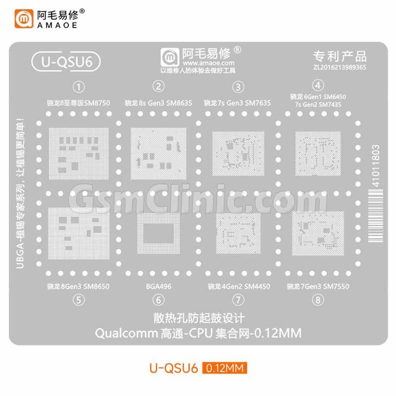 Amaoe U-QSU6 Qualcomm CPU Stencil (0.12MM)