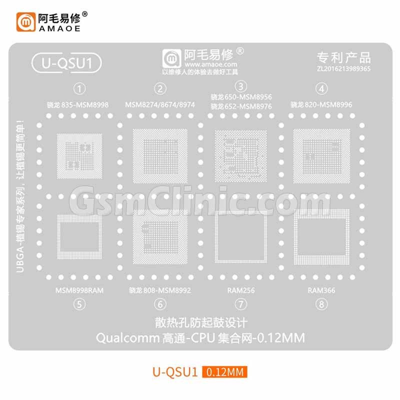 Amaoe U-QSU1 Qualcomm CPU Stencil (0.12MM) Amaoe U-QSU1 Qualcomm CPU Stencil (0.12MM)
