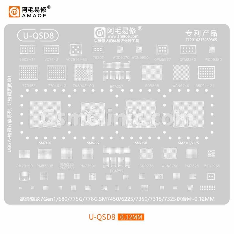 Amaoe U-QSD8 Qualcomm Snapdragon Stencil (0.12MM)