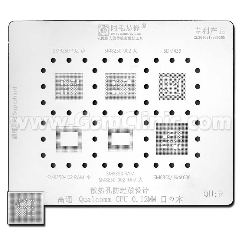 Amaoe QU8 Qualcomm CPU Stencil (0.12MM)