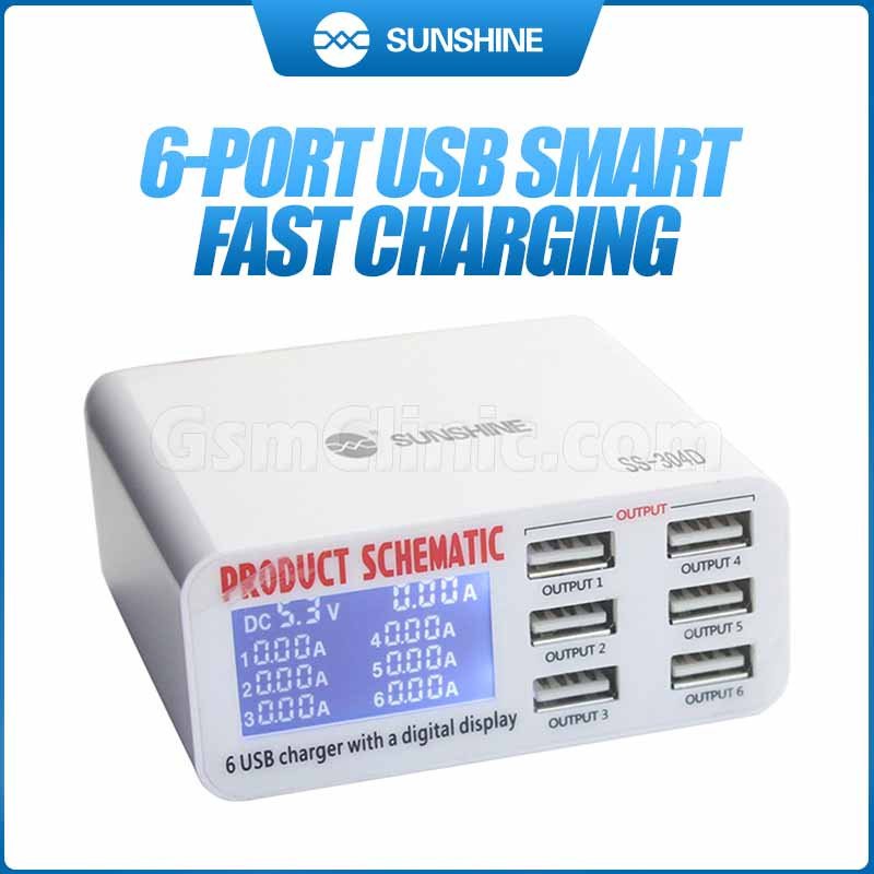 Sunshine SS-304D Intellgent 6 Port Usb Station 110V-240V